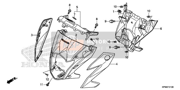 61303KPNA70ZF, Garnish, L. Fr. *PB327M*, Honda, 2